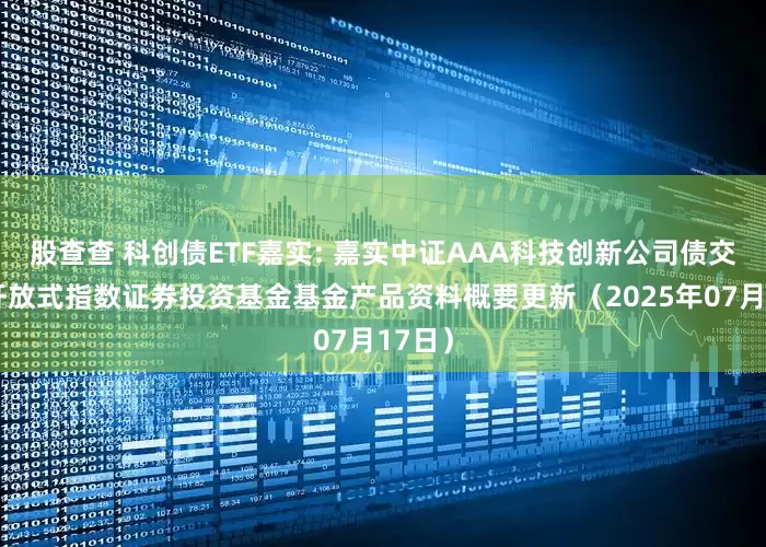 股查查 科创债ETF嘉实: 嘉实中证AAA科技创新公司债交易型开放式指数证券投资基金基金产品资料概要更新（2025年07月17日）